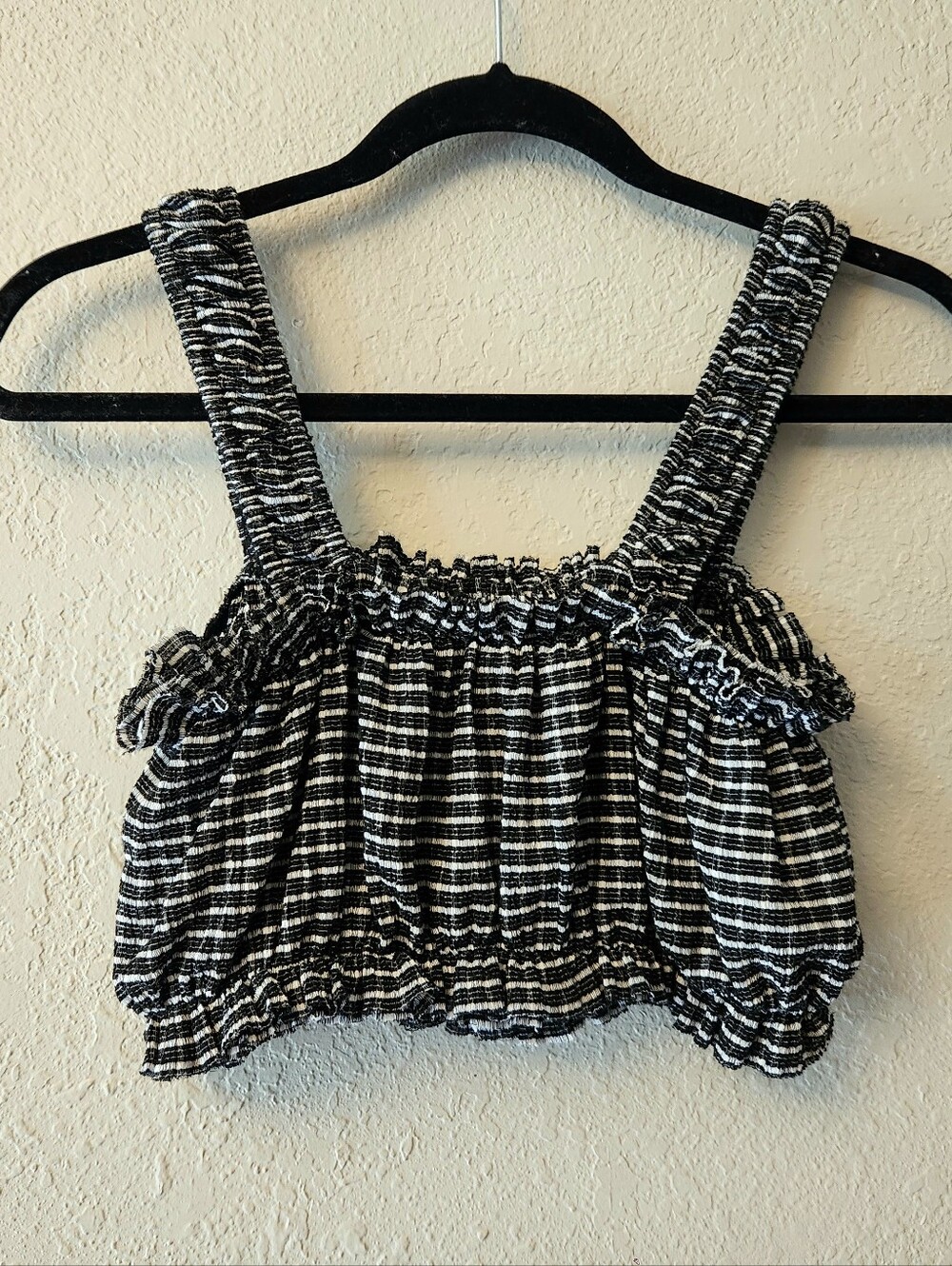 Black & White Smocked Crop TankTop